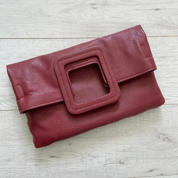 Anthropologie Handbags - 🌺SOLD🌺 TMRW Studio x Anthro | Mahogany Foldover Leather Clutch Crossbody Bag